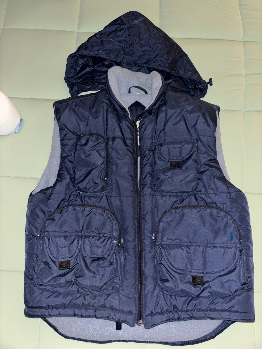 Navy Utility Puffer Vest with Multiple Pockets - Picture 5 of 5